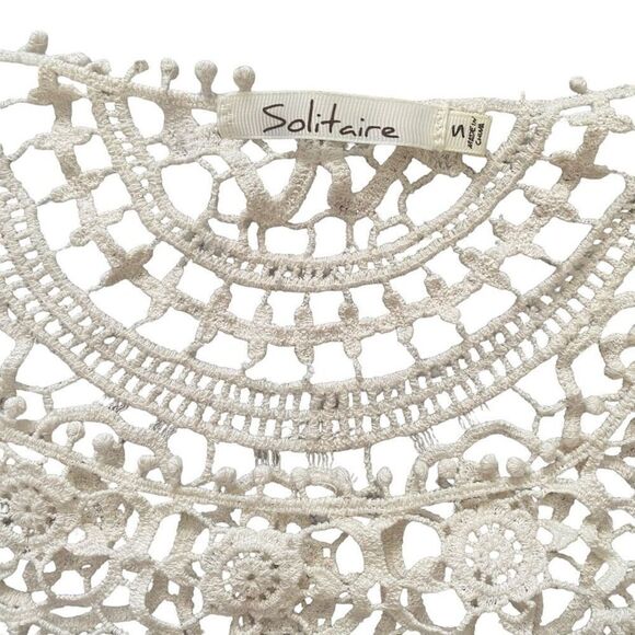 Solitaire Crochet Top Swim Cover Ivory Beach Vacation Pool Boho Size Small - Picture 5 of 5